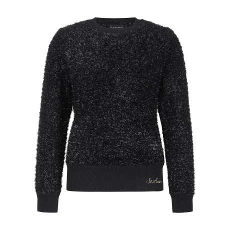 여성 메탈 프린지 라운드넥 니트