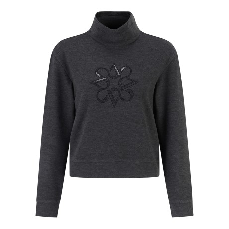 여성 자수 별 심볼 스트링 하이넥 기모 긴팔티셔츠