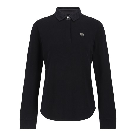 여성 벨로아 니트 카라 블록 긴팔티셔츠