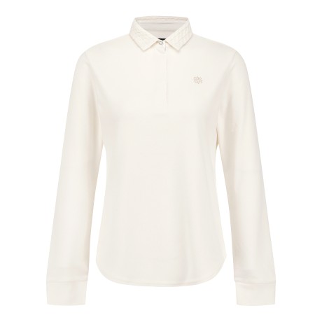 여성 벨로아 니트 카라 블록 긴팔티셔츠