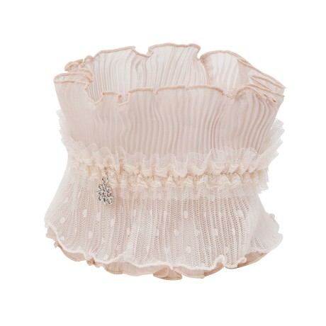 여성 별 심볼 셔링 레이스 밴딩 넥 스카프