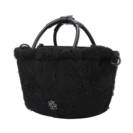 여성 플로럴 크로셰 토트백