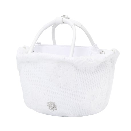 여성 플로럴 크로셰 토트백