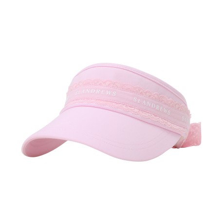 여성 레이스 로고 테이프 리본 썬바이저