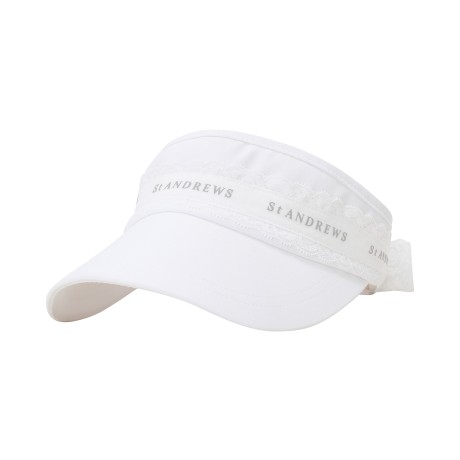 여성 레이스 로고 테이프 리본 썬바이저