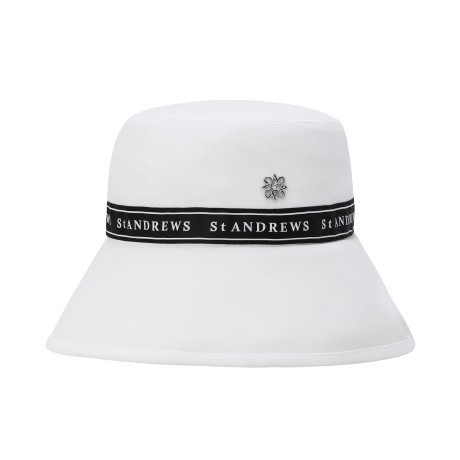 여성 별 심볼 로고 테잎 프린트 리본 버킷햇