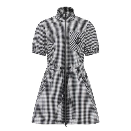 여성 깅엄 체크 스트링 반팔 풀오픈 원피스