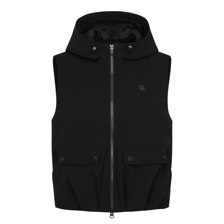 여성 백 니트 믹스 후드 점퍼 베스트