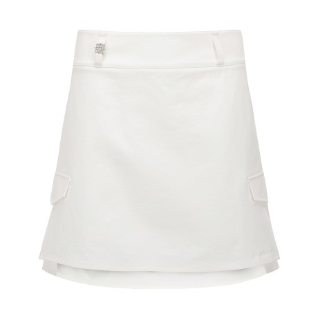 여성 별 심볼 고리 페이크 포켓 A라인 큐롯 스커트