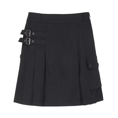 여성 벨티드 카고 포켓 백 밴딩 큐롯 스커트