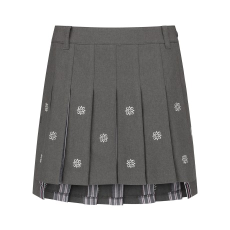 여성 별 자수 언발란스 플리츠 큐롯 스커트