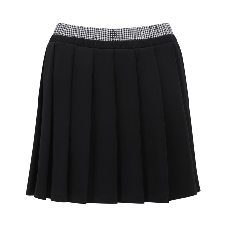 여성 별 심볼 깅엄 배색 밴딩 플리츠 큐롯 스커트