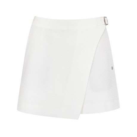 여성 시어서커 벨티드 랩 숏팬츠