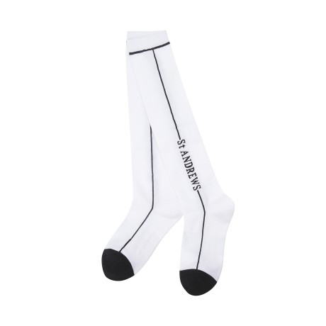 여성 라인 배색 로고 메쉬 조직 니삭스