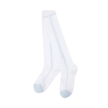 여성 라인 배색 로고 메쉬 조직 니삭스