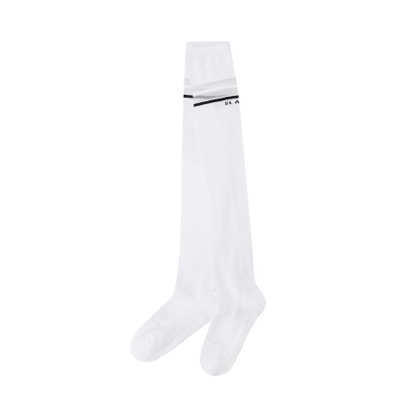 여성 시스루 배색 로고 라인 니삭스