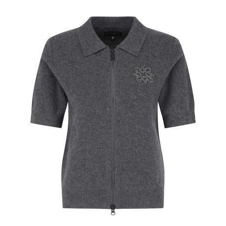 여성 별 로고 포인트 투웨이 집업 반팔 가디건