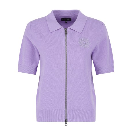 여성 별 로고 포인트 투웨이 집업 반팔 가디건