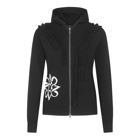 여성 별 심볼 프릴 포인트 미니 후드 집업 가디건