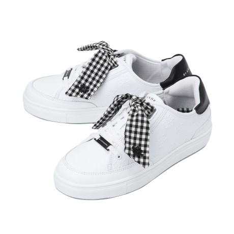 여성 심볼 패턴 체크 리본 스파이크리스 골프화