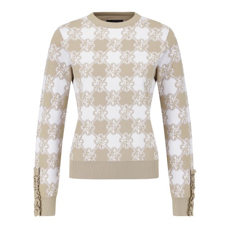 여성 별 로고 JQD 소매 프릴 라운드 니트