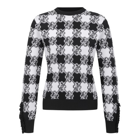 여성 별 로고 JQD 소매 프릴 라운드 니트