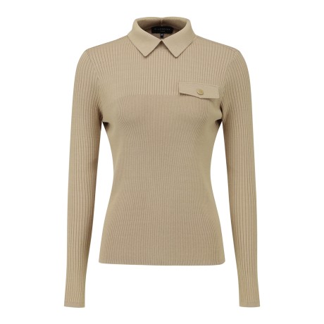 여성 페이크 포켓 골조직 카라 니트