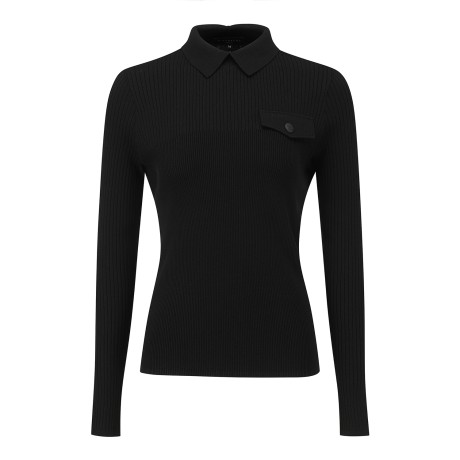 여성 페이크 포켓 골조직 카라 니트