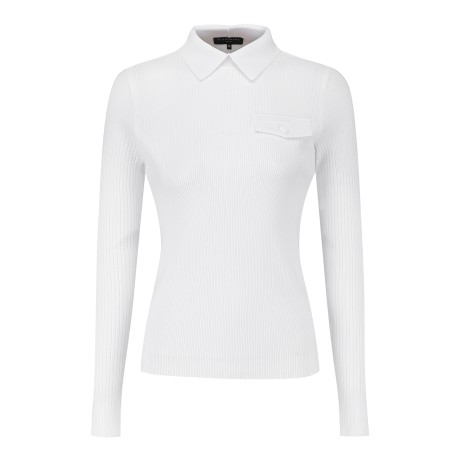 여성 페이크 포켓 골조직 카라 니트