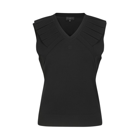 여성 플리츠 패널 V넥 니트 베스트