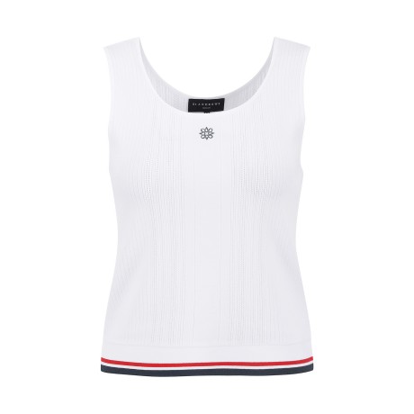 여성 별 심볼 배색 헴 니트 베스트