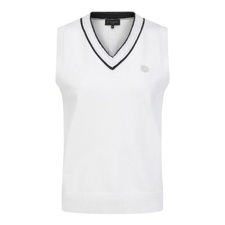 여성 별 심볼 케이블 베이직 V넥 니트 베스트