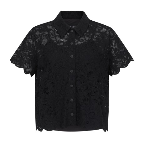 여성 플로럴 아플리케 셔츠형 반팔 점퍼&이너 탑