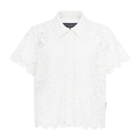 여성 플로럴 아플리케 셔츠형 반팔 점퍼&이너 탑