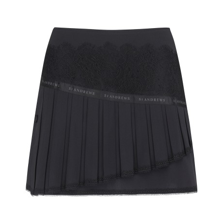 여성 플로럴 레이스 플리츠 큐롯스커트