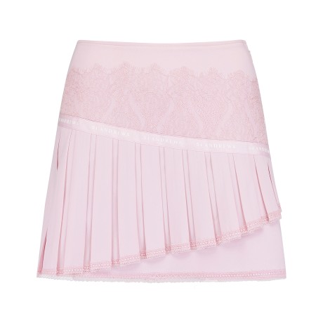 여성 플로럴 레이스 플리츠 큐롯스커트