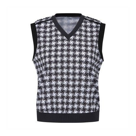 여성 링클 백 리본 V넥 베스트 티셔츠