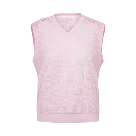 여성 링클 백 리본 V넥 베스트 티셔츠