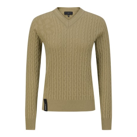 공용 별 심볼 브이넥 케이블 긴팔 니트