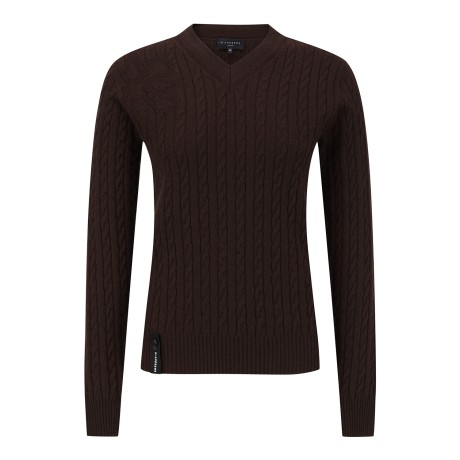 공용 별 심볼 브이넥 케이블 긴팔 니트