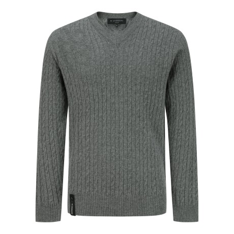 공용 별 심볼 브이넥 케이블 긴팔 니트