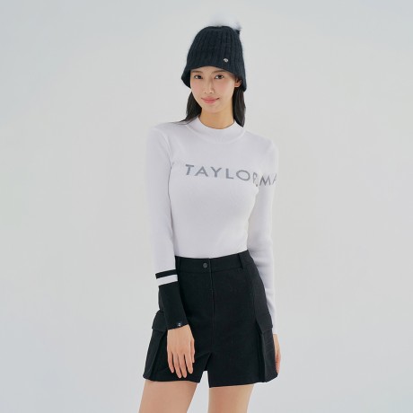 여성 로고 포인트 골지 하이넥 니트 TWSHM7123-102