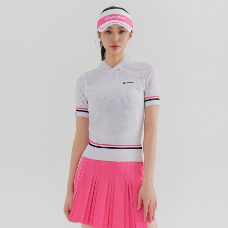 여성 후드 반팔 니트 TWSRN6221-100