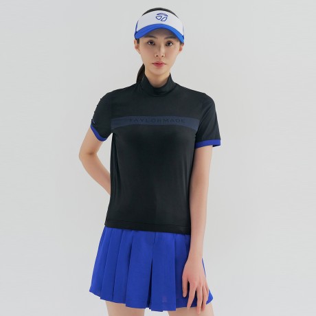 여성 빅로고 펀칭 하이넥 반팔 티셔츠 TWTHN6243-199