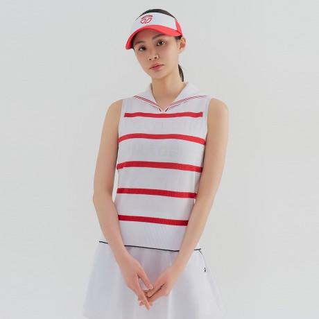 여성 넥변형 슬리브리스 니트 TWSRN6222-500