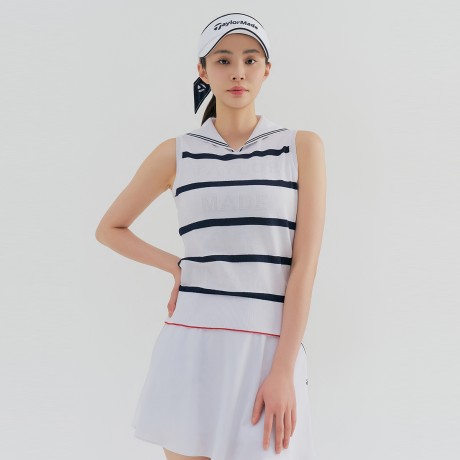 여성 넥변형 슬리브리스 니트 TWSRN6222-915