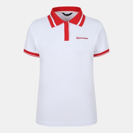 여성 배색 시보리 카라 반팔 티셔츠 TWTPN6241-100