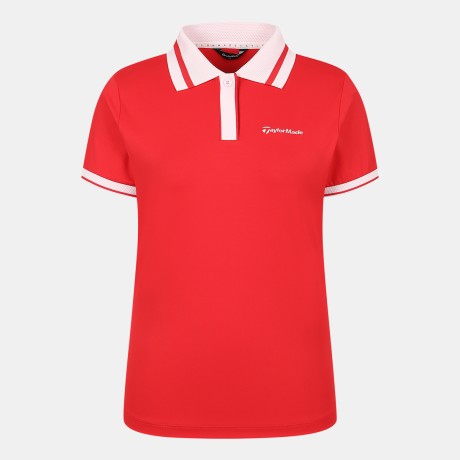 여성 배색 시보리 카라 반팔 티셔츠 TWTPN6241-500