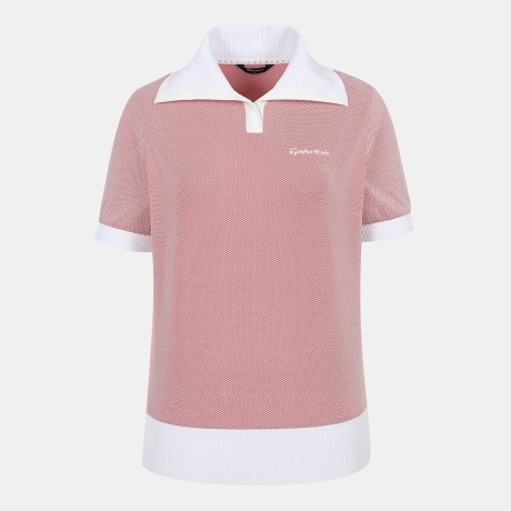 여성 자가드 니트 카라 반팔 티셔츠 TWTPN6141-500