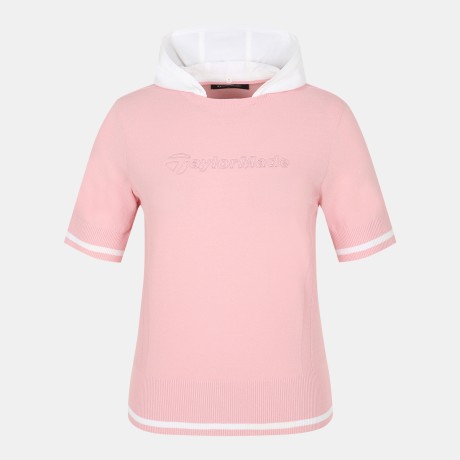 여성 후드 탈부착 반팔 니트 TWSHN7121-403